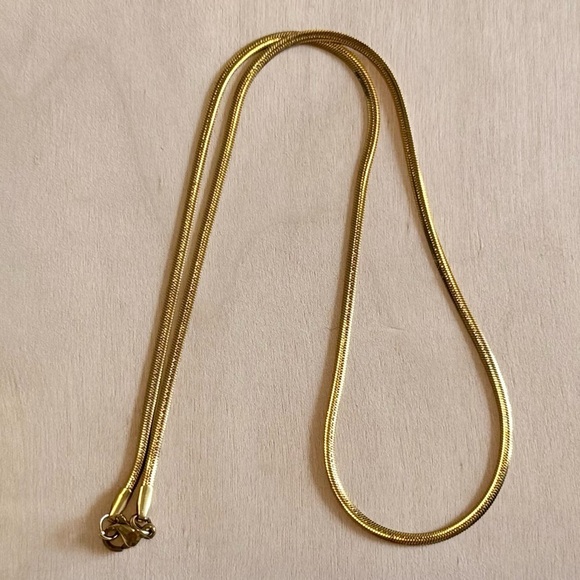 Handmade Jewelry - Gold-Tone Snake Chain Necklace | Retro 80s Minimalist Layering Chain